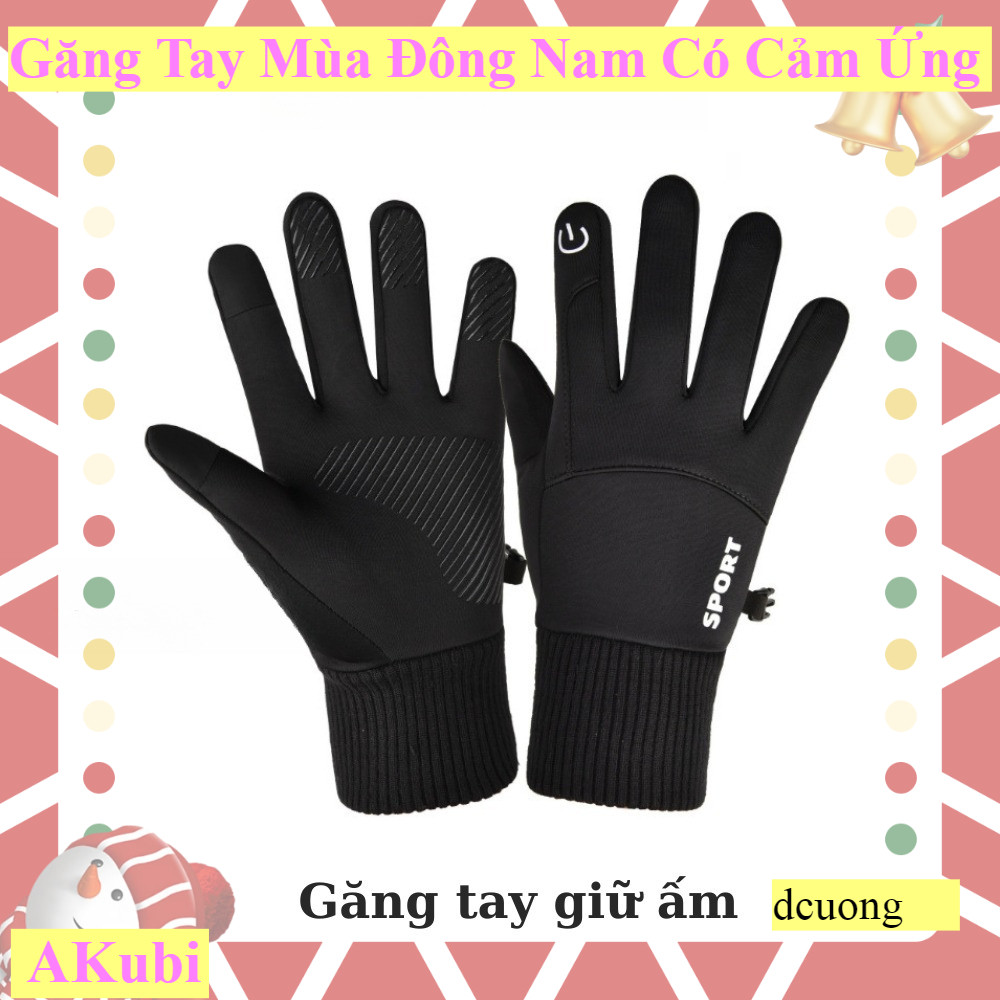 Găng Tay Mùa Đông Lót Nỉ Ấm Áp - Giữ Nhiệt, Chắn Gió, Chống Nước Cho Nam