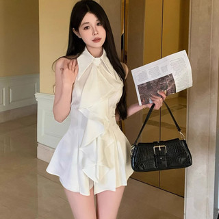 Áo sơ mi không tay nữ phong cách Pháp, dáng slim-fit, phù hợp mùa hè