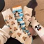Mùa Hè Dễ Thương Vừa Tất Nữ Cotton Bánh Mì Chim Cánh Cụt Trắng Hoạt Hình Xuân Thu Thể Thao Tất Dài