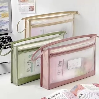 Lưới Mới Homework Túi Bảo Quản Dung Tích Lớn Hai Lớp Lưới Dây Kéo Túi Đa Năng Di Động Thư Mục Tập Tin Văn Phòng
