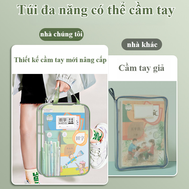 Túi lưới trong suốt,có khóa kéo,Túi lưu trữ văn phòng phẩm,Đồ dùng sinh viên