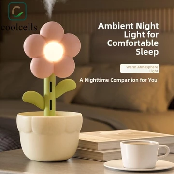Máy tạo độ ẩm không khí hoa COOLCELLS, phun sương mát để bàn Mini sáng tạo, bền với máy phun đèn ngủ Máy tạo độ ẩm không khí phun sương ô tô yên tĩnh Du lịch