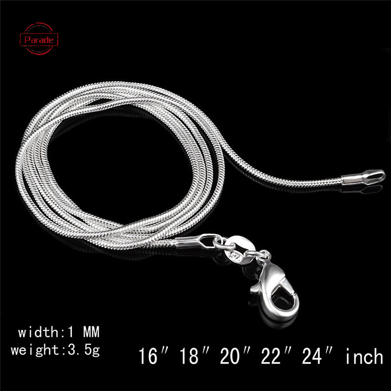 Diễu Hành Thời Trang Bạc 925 Tem 925 Rắn Dây Chuyền 1mm Vòng Cổ 16 "18" 20 "22" 24 "VN