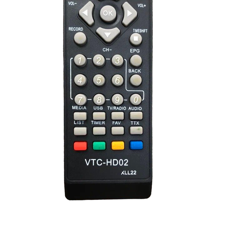 tay điều khiển remote từ xa đầu thu VTC HDV2 XLL22 chính hãng-kèm pin-tay đầu bấm đầu thu VTC HDV2 XLL22 chính hãng