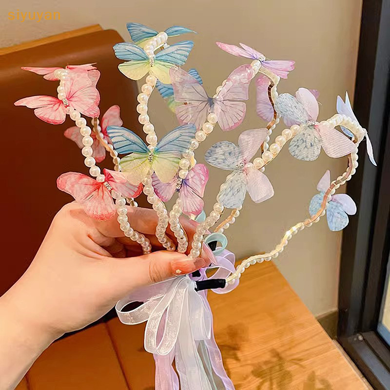 Siyuyan Trẻ Em Streamer Tóc Hoop Bé Công Chúa Dễ Thương Nữ Ngọc Trai Dễ Thương Băng Đô Quấn Tóc Hoàn Thành Phụ Kiện Kẹp Tóc VN
