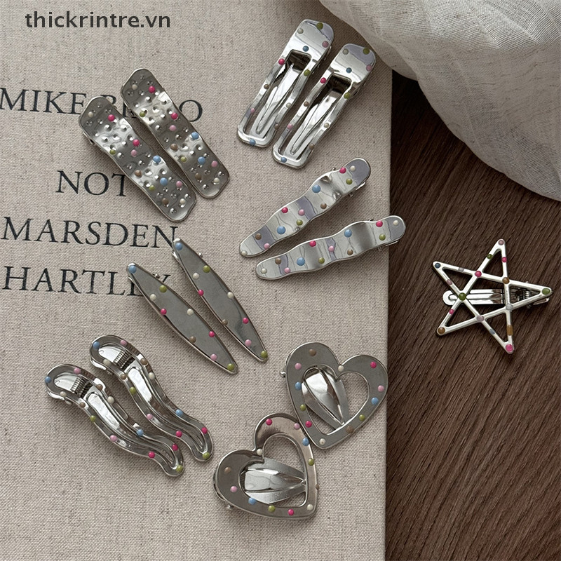 Thi Silvery Y2k Kẹp Tóc Cho Nữ Kim Loại Thanh Lịch Mỏ Vịt Kẹp Bên Nổ Barrettes Bé Gái Phụ Kiện Tóc VN