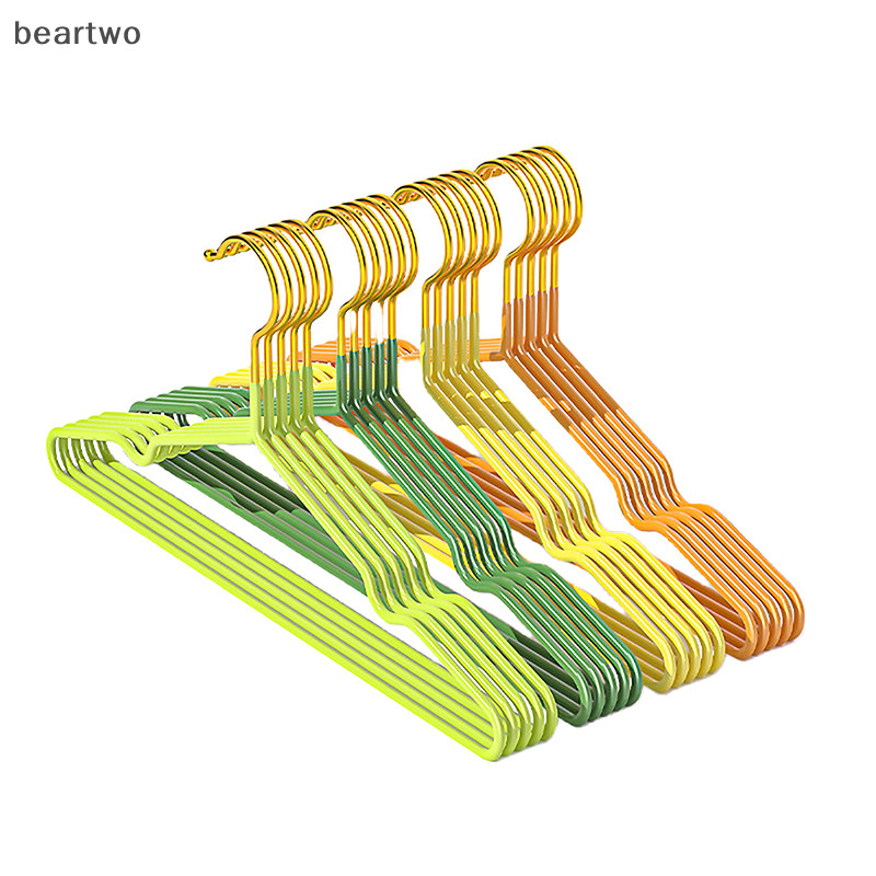 < Beartwo > Móc treo quần áo có rãnh để phát sóng kim loại dành cho người lớn Đơn giản dày chống trượt Nhúng áo nhựa Móc treo áo xanh xanh đẹp