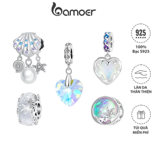 Hạt xỏ vòng tay BAMOER s925 hình vỏ sò trái tim thời trang mùa hè