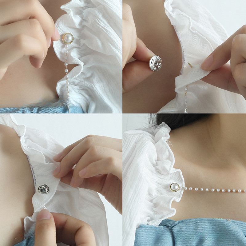 [Yunyuan] Quần Áo Dây Xích Chống Trơn Trượt Phụ Kiện Quần Áo Cardigan Khăn Choàng Cố Định Kẹp Treo Dây Xích Áo Sơ Mi Cổ Dây Xích