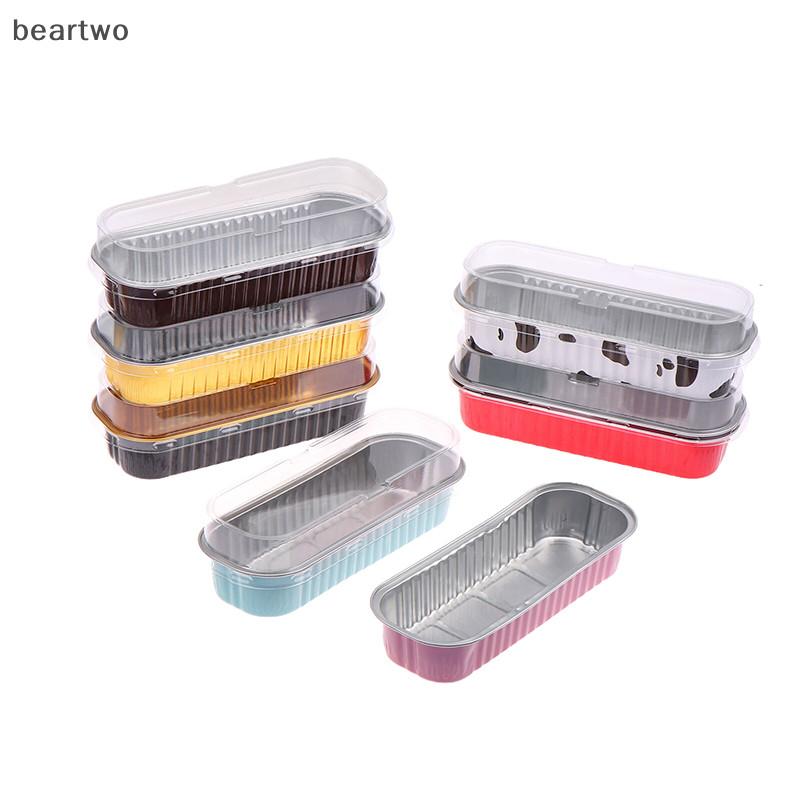 < Beartwo > 10 Cái Chảo Loaf Có / Không Nắp 6.8OZ Hình Chữ Nhật Lá Nhôm Nướng Chảo Có Thể Tái Sử Dụng Đẹp Muffin Tins Hộp Đựng Bánh Mì