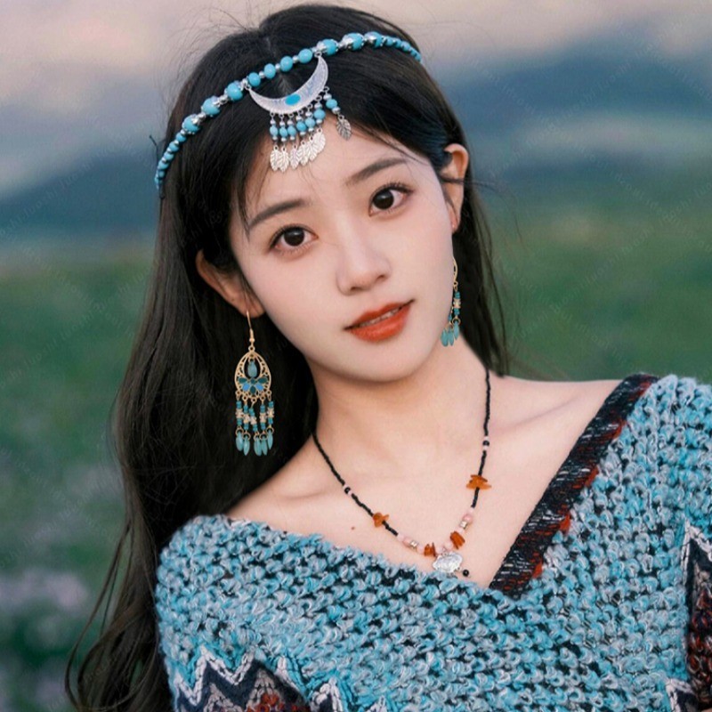 Bông tai bohemian dân tộc tua rua, thiết kế cao cấp và đơn giản