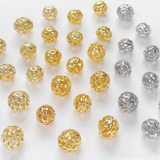 14k vàng thật mạ điện giữ màu hạt rỗng hạt tròn tự làm vòng tay làm bằng tay Vòng cổ kết cườm Vật liệu phụ kiện