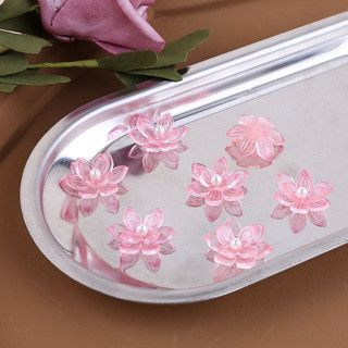 Hoa sen năm cánh hồng và ngọc trai trên miếng dán nhựa DIY, làm đồ trang sức handmade như bông tai