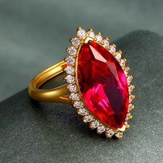 ❤ Sang Trọng Nguyên Bản Nhiều Kiểu Màu Đỏ Pha Lê Trái Tim Hoa Hồng Vàng Nhẫn Series Topaz Quà Tặng Retro Ruby Trang Sức