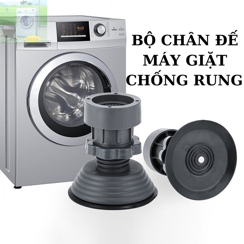 [LOẠI 1] Bộ 4 chân chống rung cho máy giặt, tủ lạnh - tăng giảm chiều, đế cao su chống rung, chống trượt tối ưu