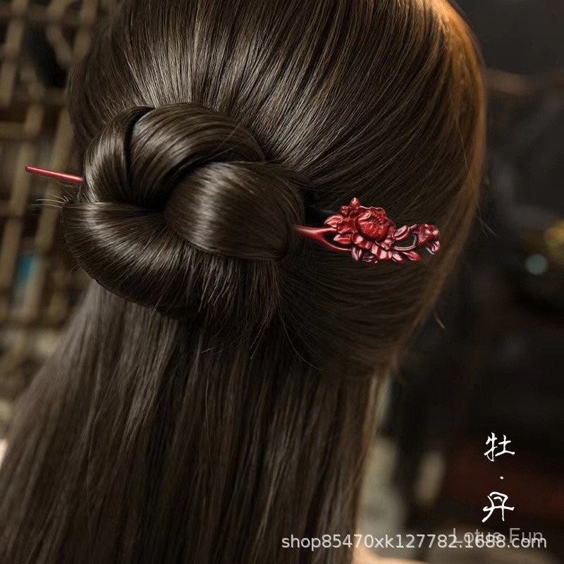 Kẹp tóc gỗ đàn hương đỏ màu xanh lá cây làm bằng tay thiết kế ban đầu cao cấp Phụ kiện tóc thời trang đơn giản cổ điển