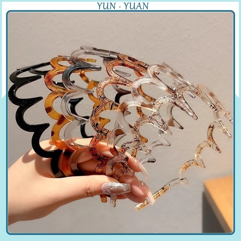 [Yunyuan] Băng đô gợn sóng có tóc răng dành cho nữ có tóc cao, Băng đô kẹp tóc đa năng để rửa mặt khi đi chơi 2024 Phong cách mới