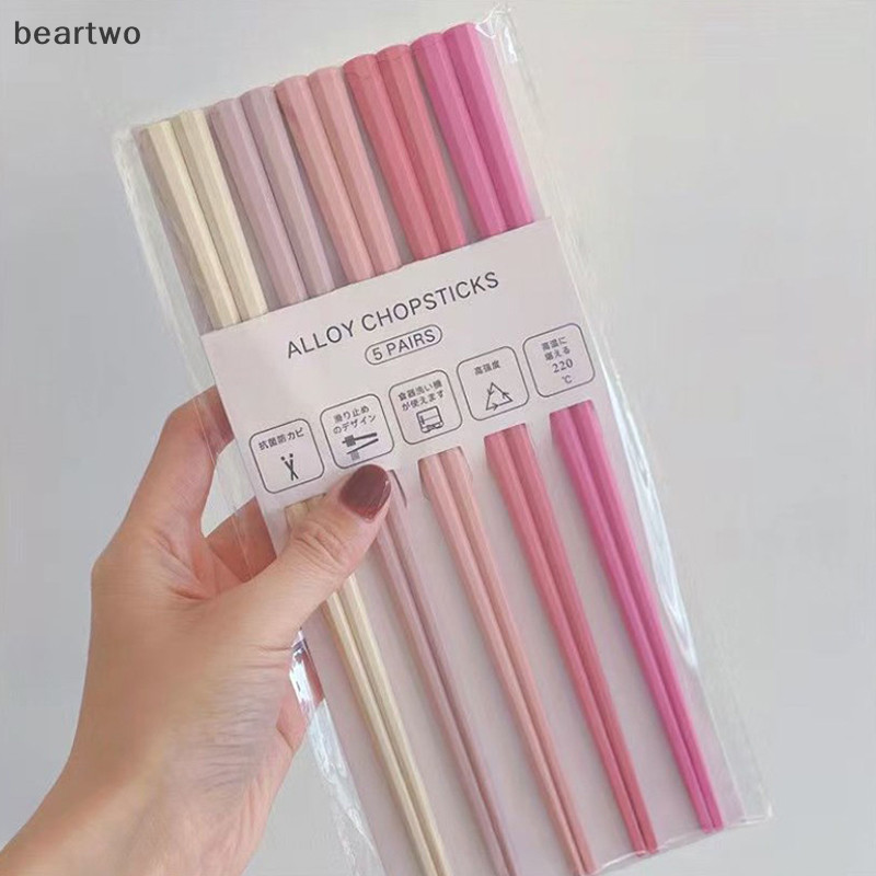 < Beartwo > Đũa hợp kim lục giác, Đũa chống trượt, Đũa màu hỗn hợp tối giản cho bàn ăn tối, Tiện ích nhà bếp đẹp