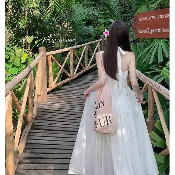 Đầm Nữ Pháp Sling Nhẹ Nhàng Vàng Đi Biển Ngày Lễ Tính Khí Mới Eo Ôm Dài