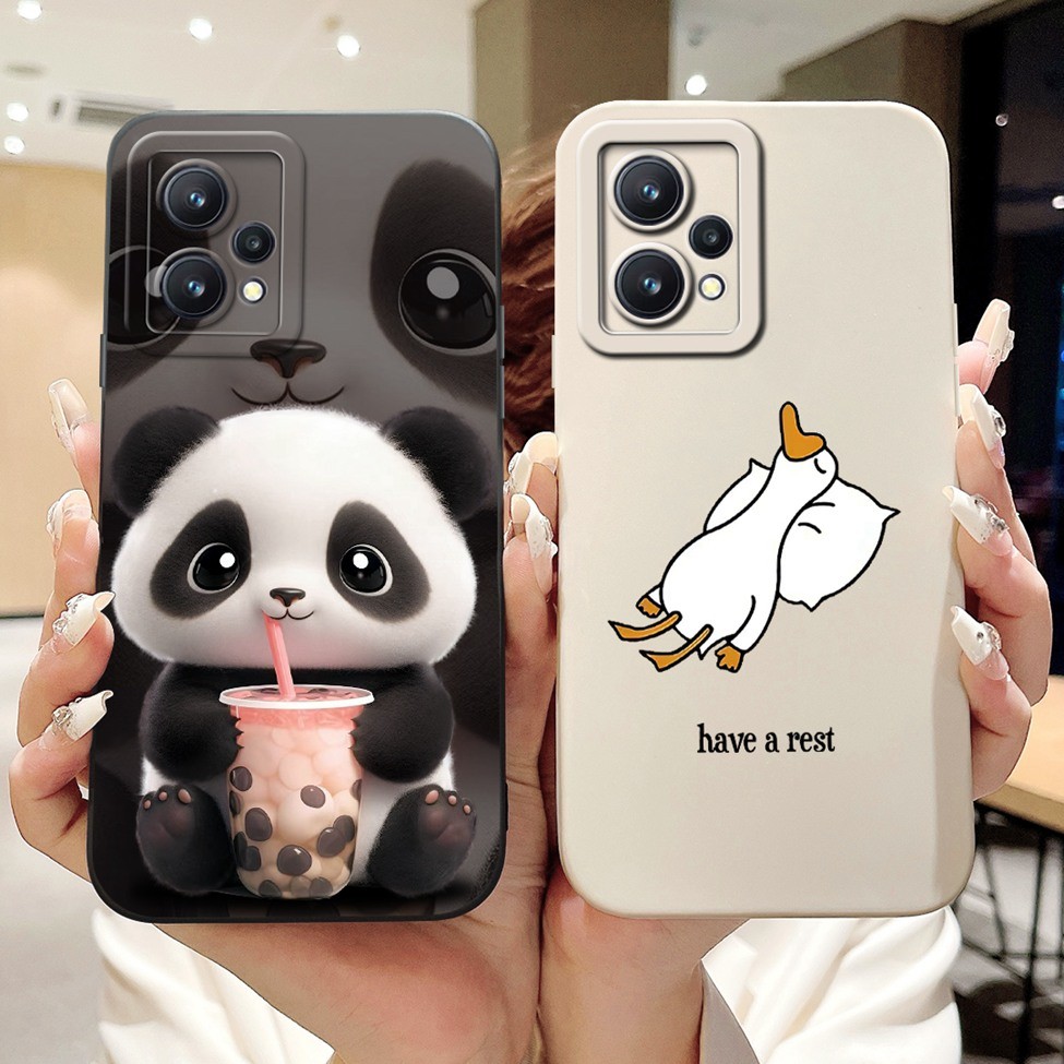 Dành Cho Realme 9 RMX3521 Ốp Lưng 9Pro + Thẩm Mỹ Thời Trang Dễ Thương Gấu Trúc Sơn Dành Cho Realme 9 Pro Plus Ốp Điện Thoại RMX3392 RMX3393
