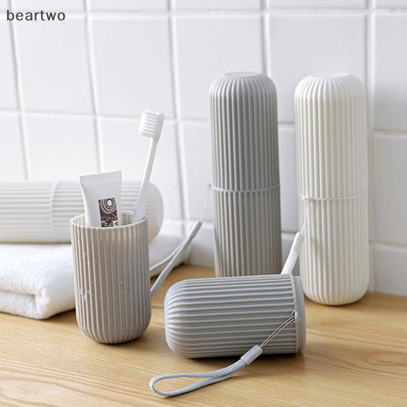 < Beartwo > Cốc nước súc miệng du lịch, Hộp đựng bàn chải đánh răng và kem đánh răng, Cốc đánh răng di động du lịch, Bộ vệ sinh du lịch đẹp