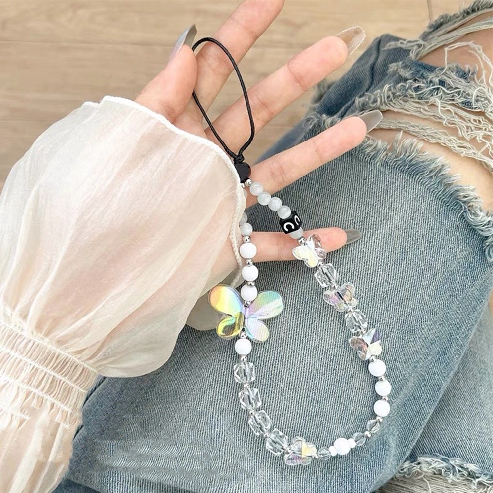 Hoa Màu Ngọc Trai Hồng Dây Điện Thoại Dây Treo Điện Thoại Cổ Tay Hạt Handmade Dây Ngắn Đa Năng
