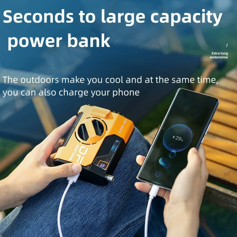 Quạt thắt lưng di động INOVAGEN 10000mAh, Quạt điện có thể sạc lại Power Bank cho ngoài trời, Quạt treo cổ có thể điều chỉnh tốc độ