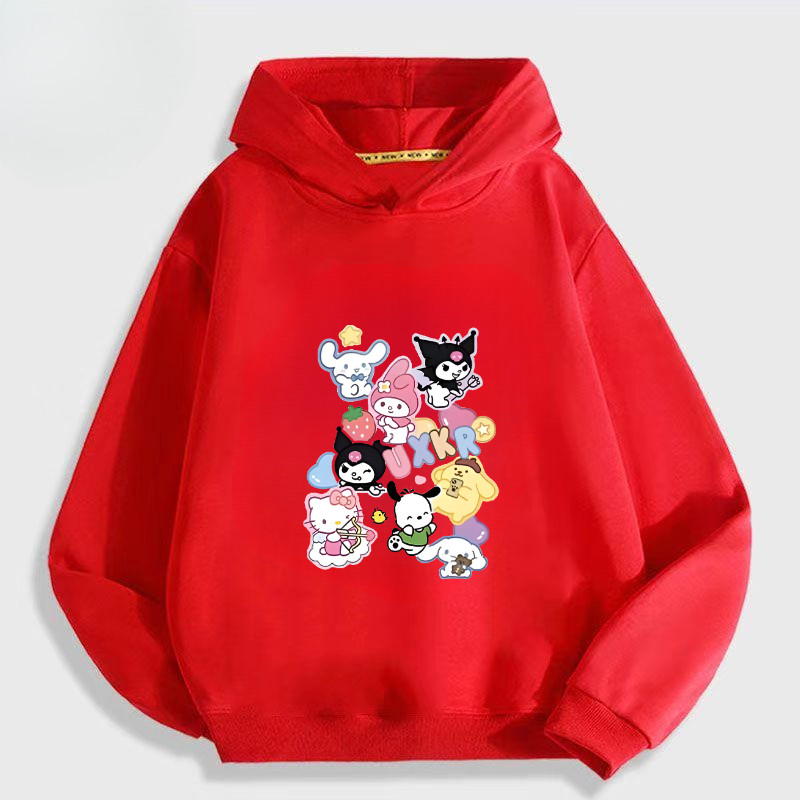 Kuromi Cinnamoroll Áo có mũ trùm đầu thanh niên với nhân vật hoạt hình Anime đáng yêu và lớp lót lông cừu ấm cúng