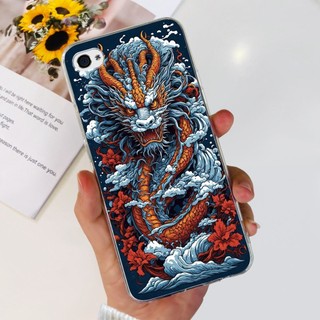 Dành Cho iPhone 4 4s Vỏ iPhone4 iPhone4s 3.5 "Thời Trang Rồng Kim Loại In Hình Silicon Mềm TPU Vỏ Điện Thoại