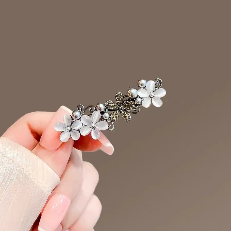 Mauropoli Kẹp Tóc Kim Loại Hoa Mắt Mèo, Phụ Kiện Nữ Mùa Hè, Kẹp Một Từ, Kẹp Bên, Mũ Đội Đầu, Nửa Buộc Tóc