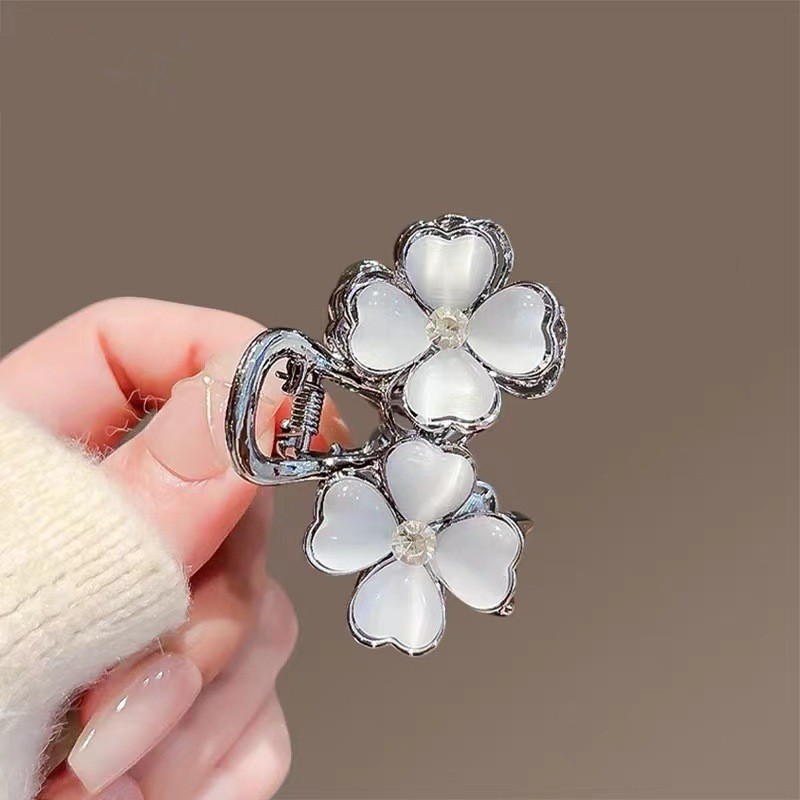 Mauropoli [Sẵn Sàng] Tính Khí Mắt Mèo Hoa Kim Loại Kẹp Tóc Nữ Giác Quan Cao Cấp Lấy Kẹp Lưng Đầu Nửa Tóc Trung Bình Kẹp Cá Mập Mũ Đội Đầu
