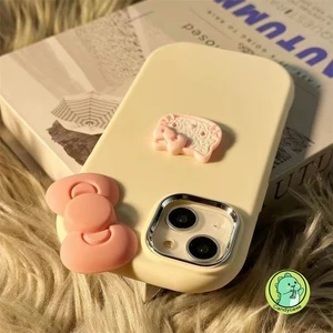 Vỏ Bánh Quy KT Cho OPPO Reno 12 11A 11F 11 10 8Z 7Z 8 7 4G Lite 9 7 8 7 SE 6 5k 5 4 Pro 4 SE A1 A98 F23 R17 Vỏ Hoạt Hình Dễ Thương 3D Hello Kitty Hồng Vỏ điện thoại mềm nơ