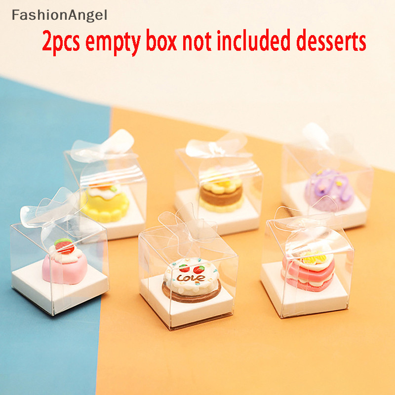 FashionAngel 2 Chiếc Nhà Búp Bê Trong Suốt Hộp Bánh Nhà Búp Bê Mô Phỏng Món Tráng Miệng Bao Bì Hộp Búp Bê Phụ Kiện Nhà Giả Vờ Chơi Đồ Chơi TH