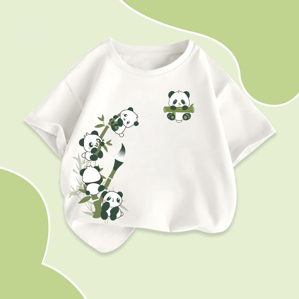 Thời trang và giản dị trẻ em T-Shirt Dễ Thương Gấu Trúc Vòng cổ ngắn sleept-áo sơ mi