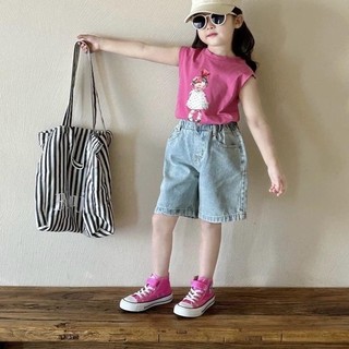 S188- Set áo thun ba lỗ phối quần short đùi cho bé gái size từ 10-30Kg