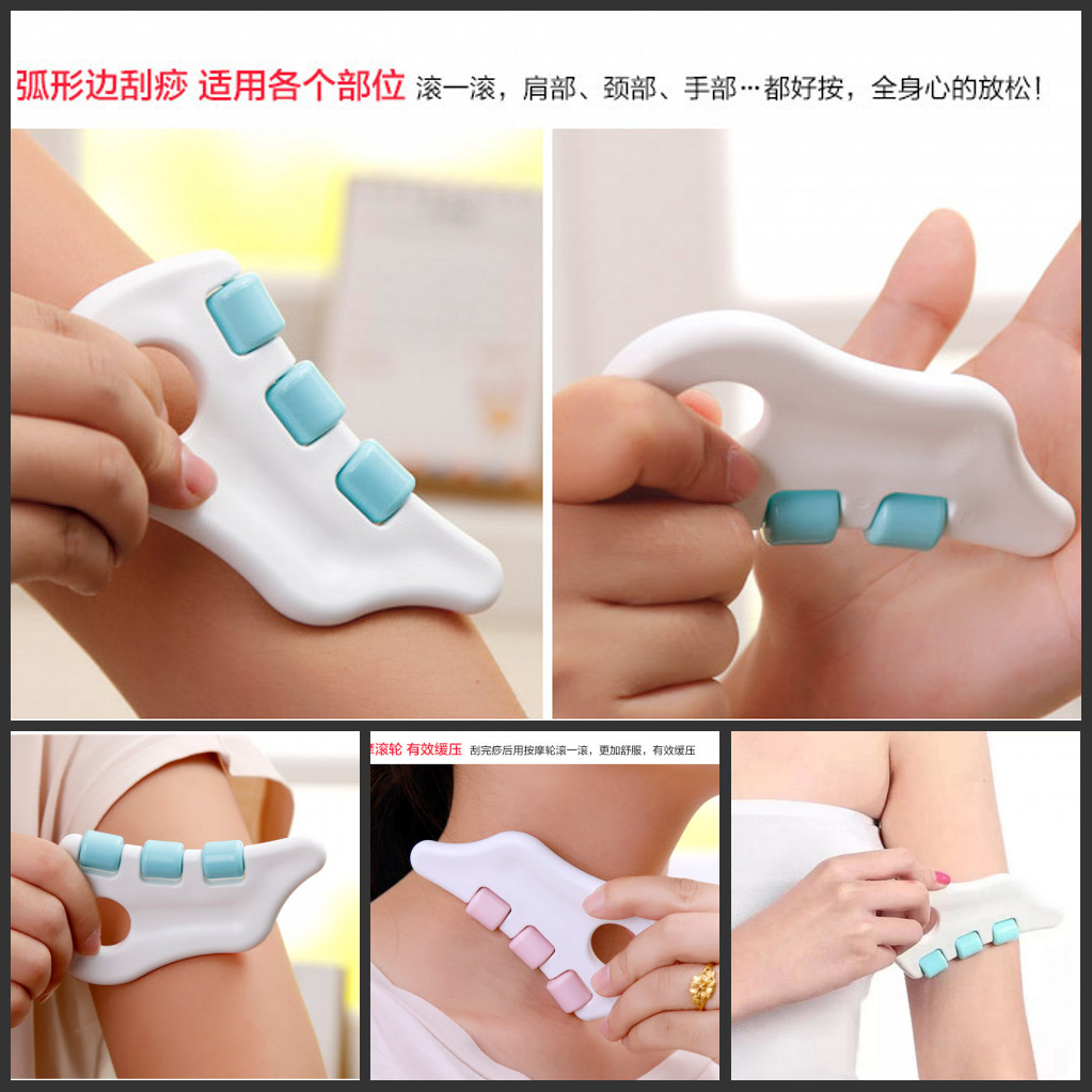 Bảng cạo con lăn, bảng Massage hai mảnh cổ, vai và lưng, bảng cạo mặt, cơ bắp bắp chân, cổ, bốn bánh cạo AQLL