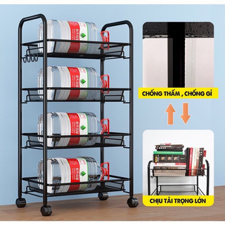 Kệ Kệ Thép Carbon Năm Lớp, Xịt Bột, Bánh Xe, Kệ Lưới Dây Thép,Xe đẩy nhỏ