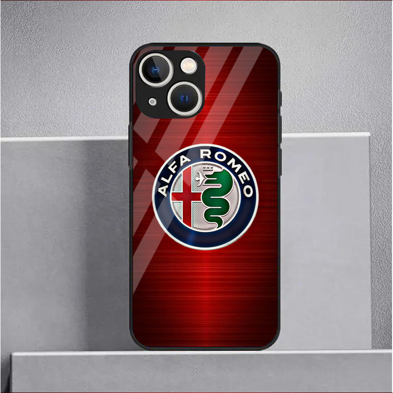 Ốp Điện Thoại Kính Cường Lực Alfa Romeo Cho IPhone 15 14 13 12 11 Pro XS Max Plus Mini X XR 8 7 6s SE2 / 3