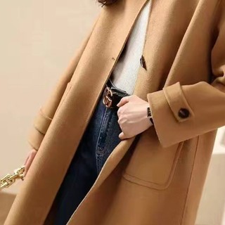 Phong Cách Mới Sang Trọng Giữa Chiều Dài Đi Lại Ve Áo Đơn Giản Phù Hợp Với Len Phong Cách Phương Tây