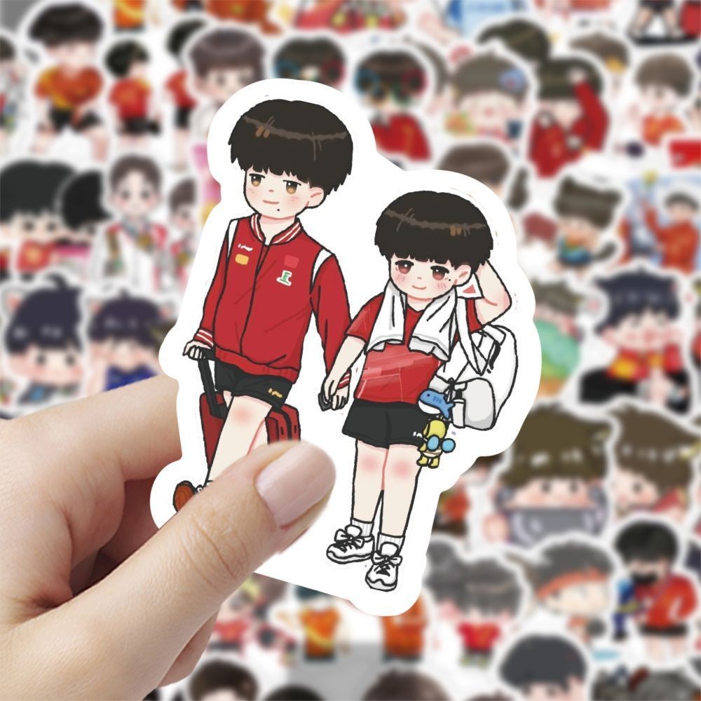 ✨Sản phẩm mới✨180 Tờ Phiên Bản Q Satou Thần Họa Tiết Dán Dễ Thương Wang Chuqin Sun Yingsha Hoạt Hình Dán diy Vỏ Điện Thoại Sổ Tay✨Sự kiện✨