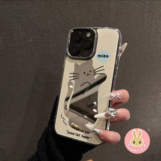 Ốp Điện Thoại Mèo Gương Dễ Thương Cho Samsung Galaxy S25 Edge F06 M06 M33 M30S M21 M31 M21S A06 A42 5G Note 10 Lite 10 Plus Vỏ Mềm Mạ Ống Kính Khung Vỏ