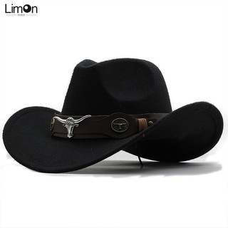 Feeeddi Đơn Giản Vành Mũ Len Jazz Mũ Phong Cách Anh Quốc Top Hat Bull Head Belt Màu Trơn Mũ Cao Bồi Phương Tây