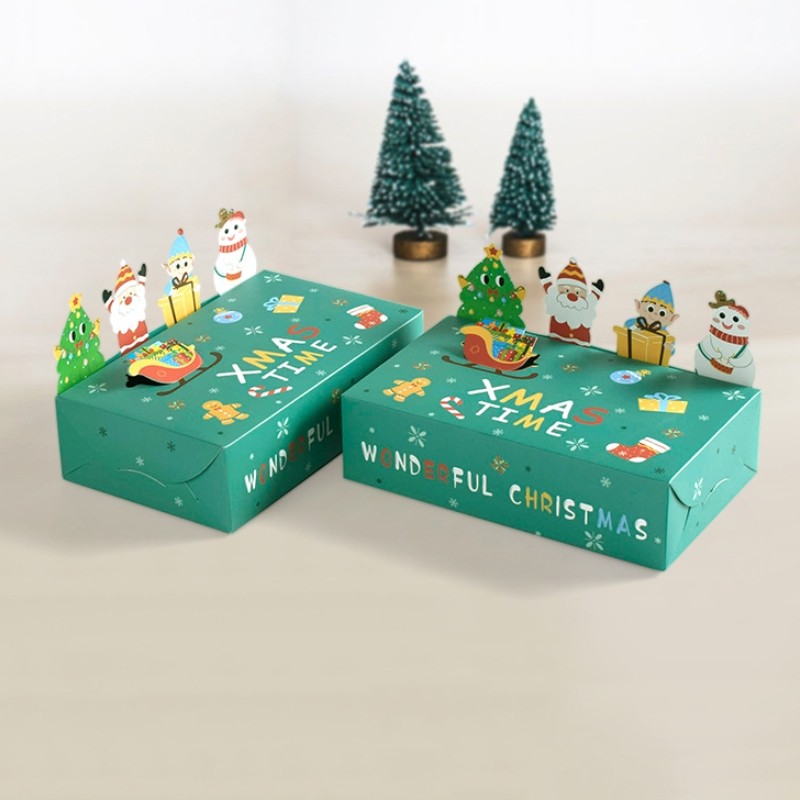 Ông Già Noel Người Tuyết Nai Sừng Tấm Hộp Quà Giáng Sinh Năm Mới Tiệc Gia Đình Trẻ Em Kẹo Hộp Bánh Quy