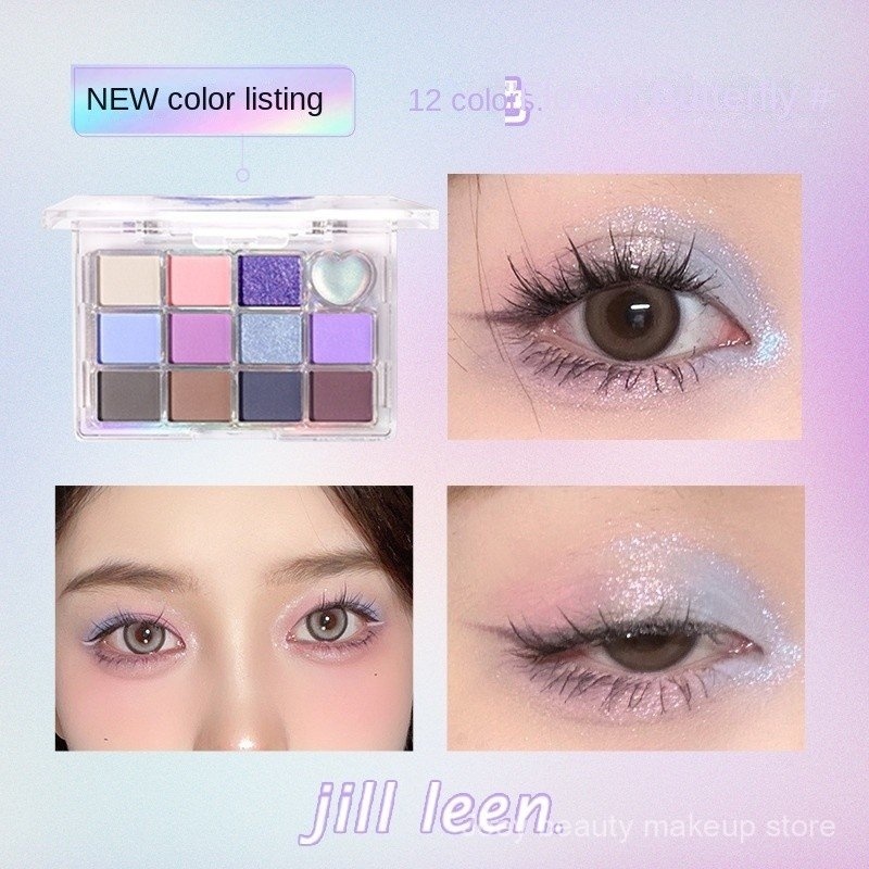 JILL LEEN Flower Butterfly Plate 12 Color Eye Shadow Matte Versatile Cold Storage Tray Beautiful Tray Pearl Bright Floor Color Waterproof Eyeshaw U7R8