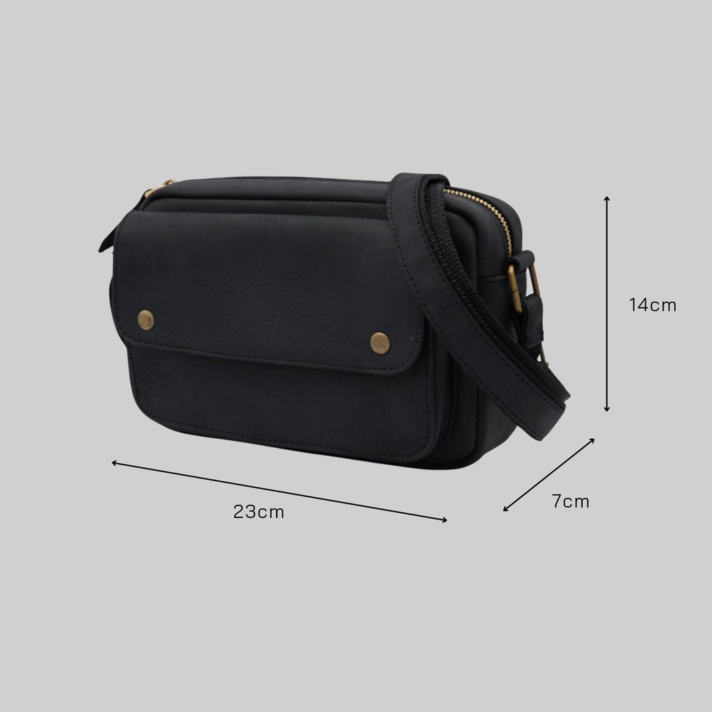[ Da bò thật ] Túi đeo chéo nam DB16, da bò sáp cao cấp. Kích thước 23 × 14 × 8 cm