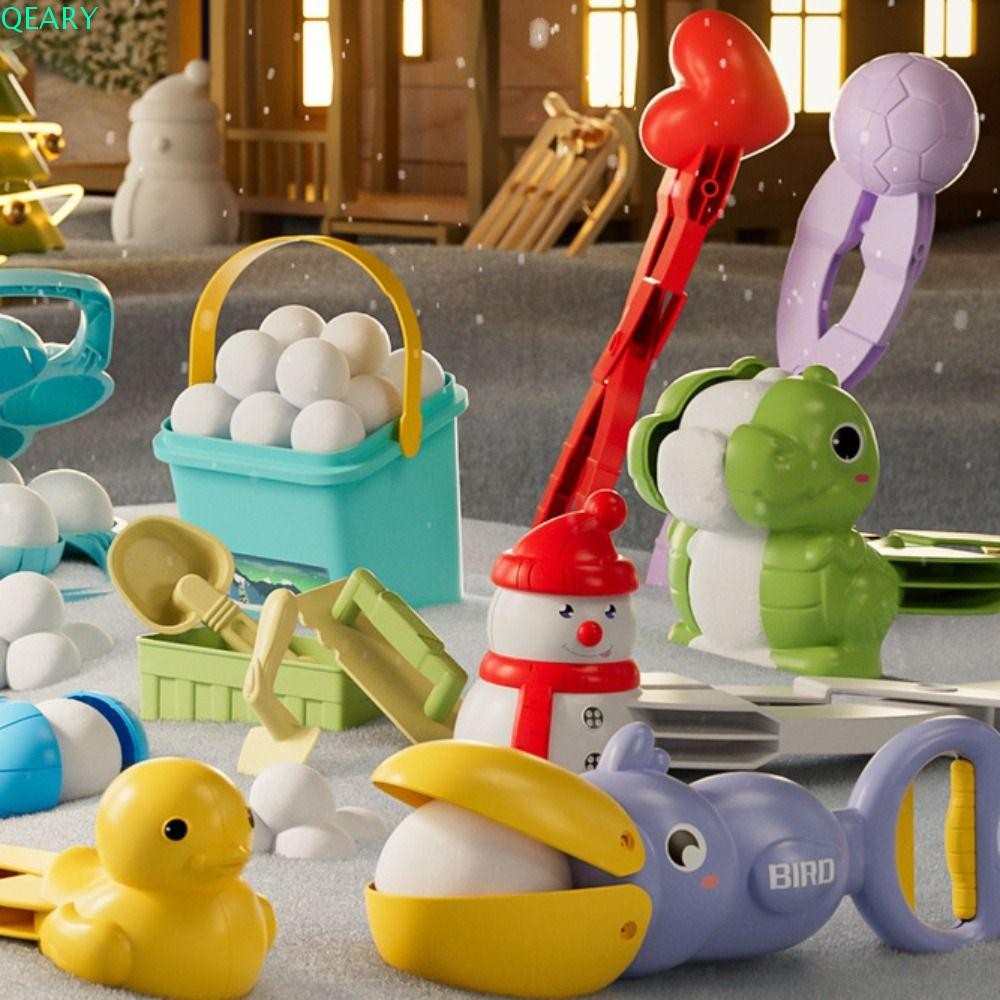 QEARY Khủng Long Snowball Maker Khuôn, Thể Thao Trái Tim Vịt Tuyết Kẹp, Di Động Montessori Người Tuyết Gấu Ngoài Trời Mùa Đông Đồ Chơi Bé Gái