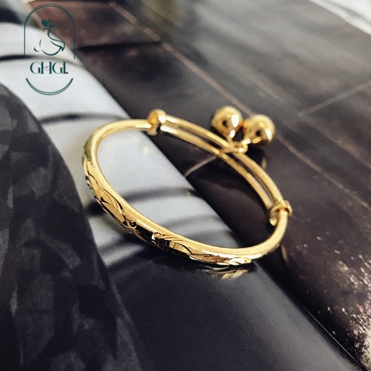 Ghgl❤️ Vòng tay trẻ em cát chuông tuổi thọ, giả vàng, quà tặng tháng một tuổi