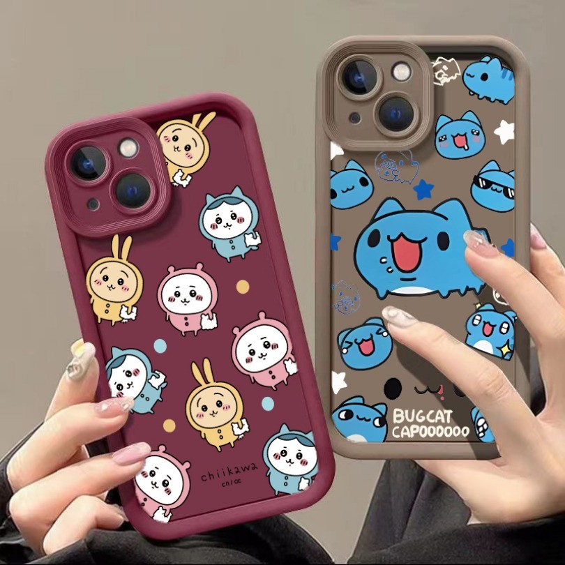 Ốp Điện Thoại Bugcat Capoo Chiikawa Tương Thích Cho iPhone 16 Plus 16 Pro Max 16pro 15 14 13 Pro Max 15 Plus 14 Plus Ốp Mềm Chống Rơi Mờ Mới Nhất