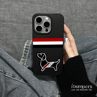 ibumpers Ốp Điện Thoại iPhone Hàn Quốc Hợp Thời Trang Dachshund Thêu Họa Tiết Cho IPhone 16 15 14 12 13 11 Pro Max IP 7 8 Plus X XS XR Ốp Lưng Mỏng Silicon Mềm Da Họa Tiết