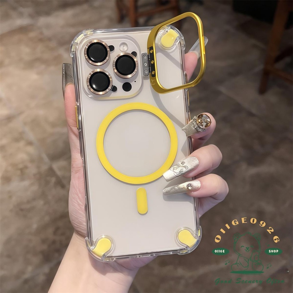 Túi khí từ tính Giá đỡ ống kính kim loại Vỏ điện thoại iphone16 Pro Max 15 14 13 12 11 vỏ cho vỏ iPhone Vỏ mềm silicon TPU chống sốc